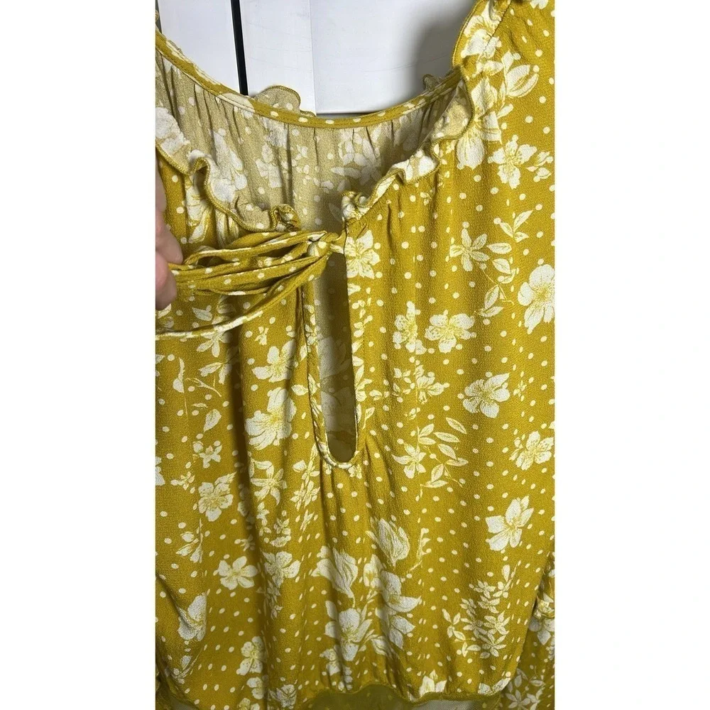 Free People One on One Date Flare Sleeve Bodysuit Women's Size Medium Marigold